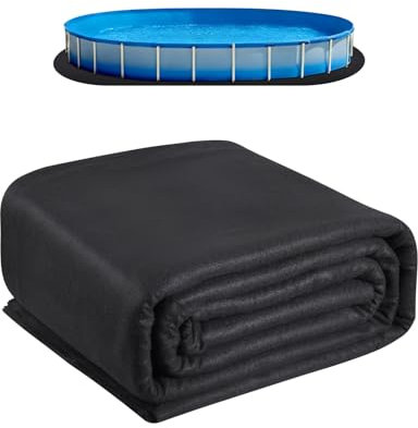 VEVOR Tapis de Sol Piscine, 370x735 cm, Tapis sous Piscines Hors Sol Ovale, 180 g/m2 Sous-couche Géotextile Extra-épais, Installation Facile, Découpe Simple, Protection pour Éviter Perforations Objets