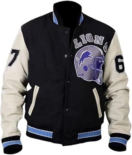 Leather Verse Venom Detroit Beverly Hillscop Veste bomber en laine noire et grise Tom Hardy Baseball Varsity pour homme, Noir et Wihite, 4XL
