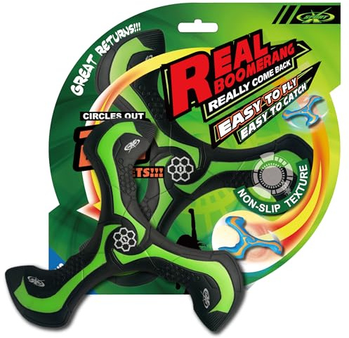 AMAZING TOYZ Soft Foam Boomerang 23cm, Beginner Friendly, Safe and Really Return Flight Outdoor Fun for Kids Age 6+ & Adults Perfect for Beach, Park & Backyard Games (Black)