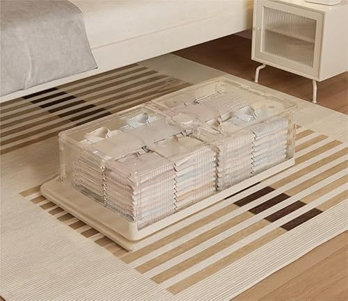 Lot de 2 Boîtes de Rangement Sous Le Lit 125 L Avec Couvercle Avec Roulettes Boîtes de Rangement Sous Le Lit pour Vêtements, Chaussures et Couettes 100 x 50 x 25 cm