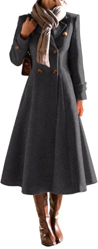 IDEALSANXUN Manteau long en laine à double boutonnage pour femme, vêtement d’automne et d’hiver