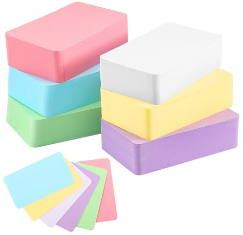 Coptiner Flashcards,600 Pcs Blank Flash Cards,Blank Cards and Envelopes,Coloured Blank Index Cards for Learning,Study,DIY,Memory,Note,Gift Tags(White, Yellow, Green, Purple, Blue, Pink)