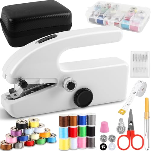 Handheld Sewing Machine for Beginners, Mini Portable Electric Sewing Machine, Easy to Use, Fast Stitch for Fabrics & Clothes, Travel & DIY, Compact & Lightweight