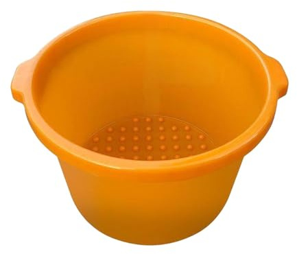 perfeclan Vasca da bagno per pediluvio, vasca da bagno con idromassaggio e manico, secchio per piedi, secchio da pesca per campeggio, pulizia, viaggio, Giallo Arancio