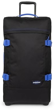 EASTPAK Tranverz L Large Suitcase 121L (79 x 40 x 33 cm), Durable Rolling Luggage, Lightweight Travel Bag with Double Compartments, Telescopic Handle & TSA Lock - Kontrast Black Blue