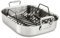 All-Clad E752C264 Stainless Steel Dishwasher Safe Large 13-Inch x 16-Inch Roaster with Nonstick Rack Cookware, 16-Inch, Silver