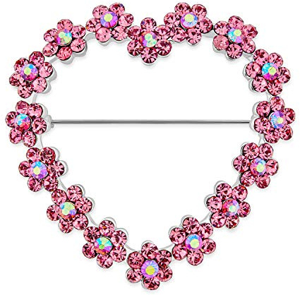 Épingle De Broche De Mariage Romantique En Cristal Rose Brillant Pour La Mode Nuptiale Avec Grande Déclaration Épingle De Broche De Fleur En Forme De Cœur Ouvert Pour Les Femmes Alliage Plaqué Rhodium