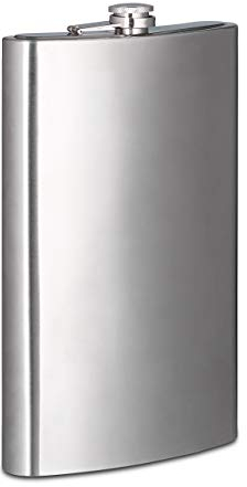 Relaxdays Fiaschetta XXL, in Acciaio, Bottiglia con 1,8 Litri di Volume, Aspetto Classico, Design Elegante, Argento Uomo, 29 x 18 x 5 cm