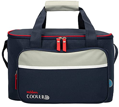 AKTIVE Nevera portátil blanda 16,5L (36x21x22 cm), Aislamiento térmico, Asa doble y bandolera ajustable, Bolsillo frontal con cremallera, Ecológico y libre de CFC, Ligera y fácil de limpiar (80727)