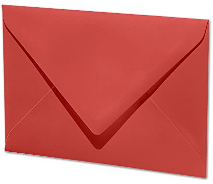 ARTOZ 50x Briefumschläge gerippt - Rot - DIN B6 178 x 125 mm - Kuvert ohne Fenster - Umschläge mit Nassklebung - Spitze Verschlusslasche