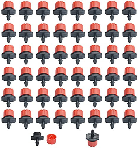 DLBX Irrigazione Gocciolatori 360 Gradi 8 Fori spruzzatori emettitore Sistema di irrigazione a Goccia Forniture da Giardino per Tubo da 4/7 mm 1/4 (50 Pezzi, Rosso)