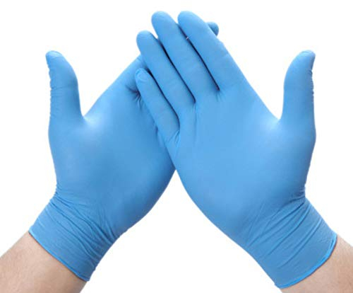 Fusion Vibes Disposable Gloves, 100Pcs Vinyl Blue Powder Free, Latex Kitchen, Food Safe, Extra Strong Multi-Purpose Non-Sterile All Purposes Gloves (MEDIUM)
