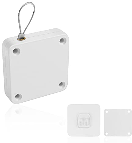 KINHARD Blanc Fermeture Porte Automatique, Fermeture Porte Sans Perçage, Ferme Porte Avec Corde de Traction de 1,2 m, Convient à Toutes Sortes de Portes en Alliage D'aluminium, Portes en Bois