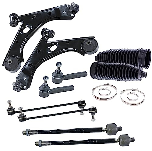 BESTPRICE 2x Brazo de control delantero eje delantero izquierdo y derecho,2x barra de acoplamiento,2x extremo de barra de acoplamiento,2x bota de direcci—n compatible con OPEL CORSA D (S07)
