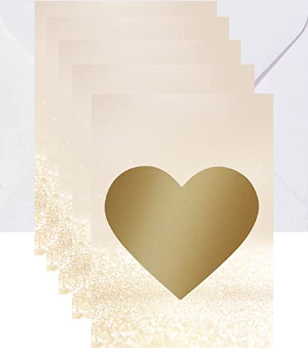 The Life Barn 5x Gutschein Rubbelkarten mit Umschlägen Luxus zum selber beschriften für eigenen Text Gold