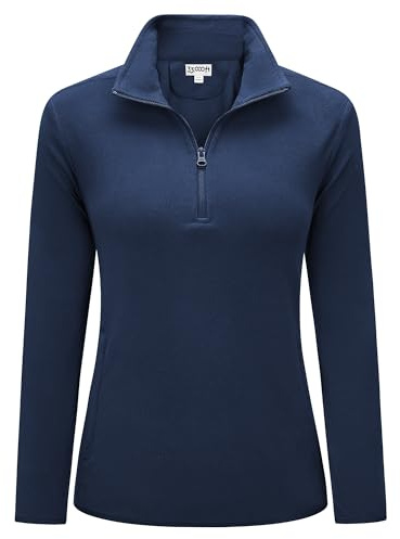 33,000ft Damen Fleece Pullover mit Halbreißverschluss Fleeceshirt Winter Warm Ski-Pullover Microfleece Atmungsaktiv Fleecepulli für Reisen Wandern Skifahren Dunkelblau 40