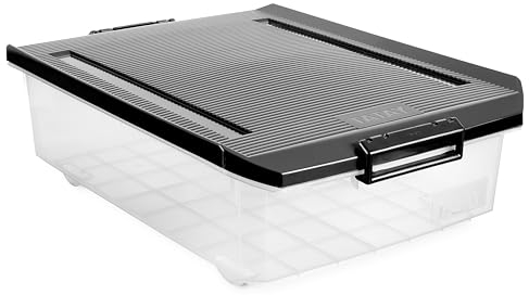 TATAY Caja Almacenaje Bajocama con Tapa, 32L de Capacidad, con Asas y Ruedas, Tapa 100% materiales reciclados, Libre de BPA, Rojo. Medidas 40 x 57 x 18 cm