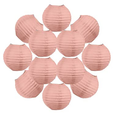 12 farolillos de papel de 10 cm, color rosa rubor – colgante de bola de papel de 10 cm (12 pulgadas), tipo linterna japonesa para decoración de boda, 12 piezas, el must de la gama de lámparas de