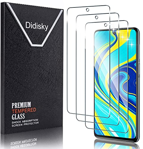 Didisky 3-Unidades Cristal Templado Protector de Pantalla para Xiaomi Redmi Note 9s, Note 9 Pro, Note 9 Pro MAX, Antihuellas, Sin Burbujas, Fácil de Limpiar, 9H Dureza, Fácil de Instalar