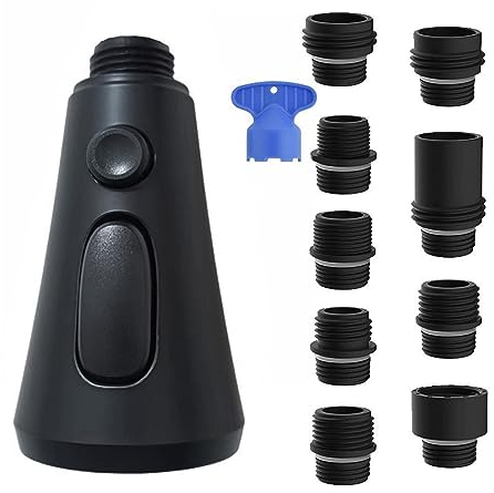 Grifo de cocina con 3 modos, accesorio para grifo de cocina, cabezal de ducha de repuesto, con botón de descarga de alta presión, para grifo de cocina y grifo de fregadero (negro)