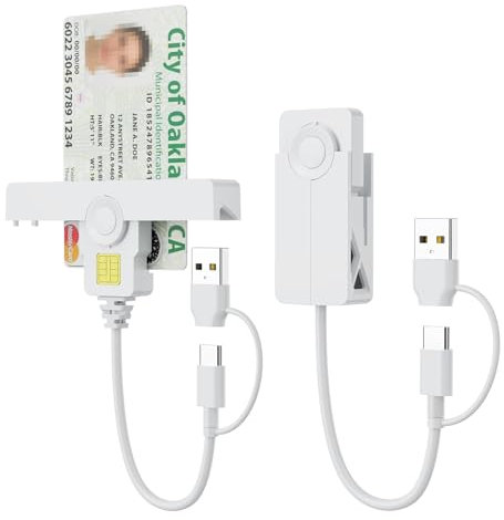 Lector de tarjetas CAC USB + USB-C, lector de tarjetas inteligentes 2 en 1 Military DOD Common Access, compatible con Windows, Mac OS y Linux, diseño plegable portátil