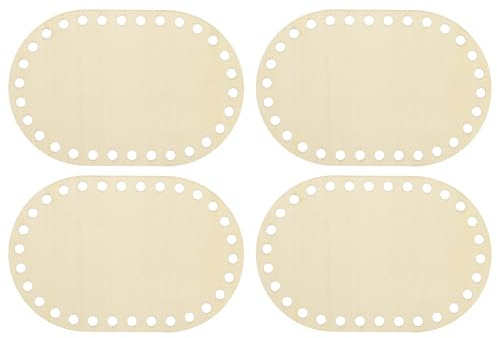 PATIKIL 15cm x 10cm Fondo del Cestino in Legno, 4pz Base Ovale in Legno per Cestino all'Uncinetto Vuota per Fai Da Te Artigianato Intreccio Cesti Creazione Forniture Decorazione Casa