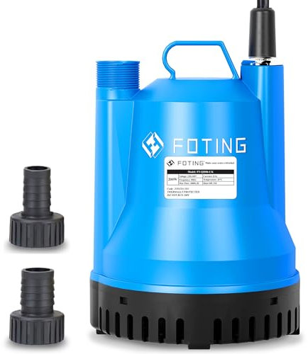 FOTING 200W Portable Submersible Pump, Max Flow 4000 L/H Electric Sump Pump for Dirty/Clean Water, Water Pump for Garden Pond, Pools, Ditches