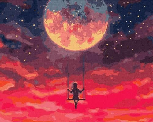 Cooiiye Paint by Numbers Kits for Adults,Sky Swing Girl Painting by Number Kits On Canvas for Beginners,Without Frame DIY Oil Painting Digital Acrylic Painting Arts Crafts Home Wall Decor 26x30 inch