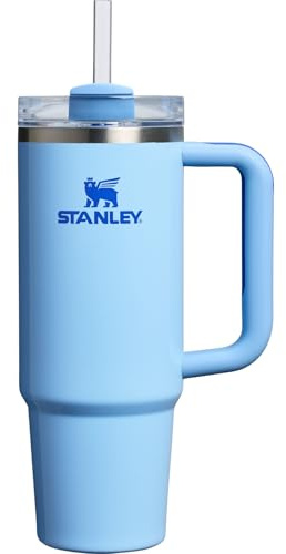 STANLEY Quencher H2.0 Tumbler with Handle and Straw, 3-Mode Flowstate Lid, Travel Cup Holder Compatible, Stainless Steel, Insulated, BPA-Free, Frosted Cornflower Blue, 0.9 Litres