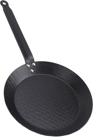 Ausla Carbon Steel Frying Pan, 20cm Smokeless Nonstick Skillet with Comfortable Grip for Indoor Outdoor Cooking, Steak, Egg, Fish, Vegetable