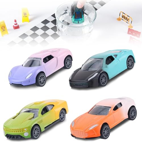 XUDUOO 4 PCS Colour Changing Cars, Water-Activated Toy Cars for Bath & Playtime, Alloy Car Toy, Perfect Vehicle Toys for Kids, Gifts for 3 4 5 Year Old Boys