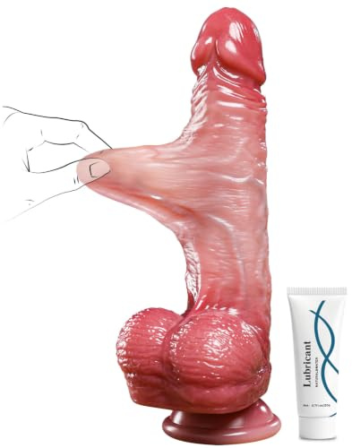 Sex Toys Realistic Dildo for Women - 8.7 Inch Stretchable Skin Anal Dildo | with Movable Testicles & Strong Suction Cup, Hands-Free G-Spot Lifelike Silicone Dildo Adult Sex Toys for Men Female Couples