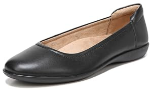 Naturalizer Womens Flexy Comfortable Slip On Round Toe Ballet Flats ,Black Leather,8 M US