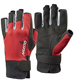 Musto Essential Sailing Yachting und Dinghy Kurze Fingerhandschuhe Rot - Erwachsene Unisex - Leichtgewicht. Atmungsaktiv - Leichtes Stretch,Rot,S