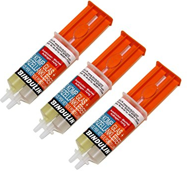 Bindulin - Pegamento de porcelana y cristal, 3 unidades, 2 componentes, transparente, 3 x 28 g