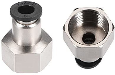 sourcing map Lot de 2 adaptateurs de raccord pneumatique droit femelle de 6 mm de diamètre extérieur x G3/8 - Argenté