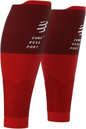 COMPRESSPORT Calf Compression Sleeve – R2V2 – Muscle Protection, Performance and Recovery for Sports – Ultralight and Anti-Fatigue – Running, Cycling, Trail and Triathlon, Red