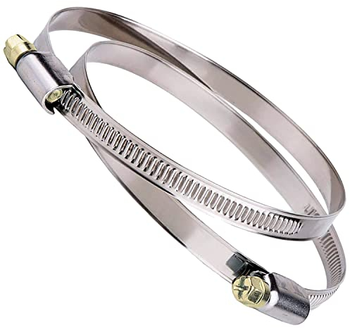 Colliers de serrage Inox - lot de 2 colliers de serrage avec entraînement par vis sans fin, plage de serrage 150-180 mm, largeur de 9 mm pour conduits et gaines de ventilation, VMC et Hotte de 150mm