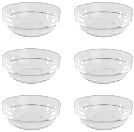 Glass Condiment Dishes - Set of 6 | Small Bowls for Dips | Sauce Pots for Serving | Ingredient Bowls | Cooking Prep | Glass Ramekins | Dip Bowl | M&W