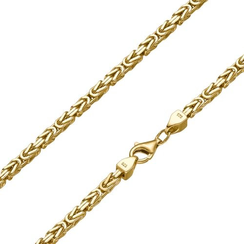 SchmuckForever Vergoldete Königskette 3mm 925 Silber massiv - Länge Wählbar - Vergoldet - Collier Halskette oder Armband (60)