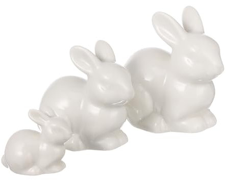 Warmhm 3pcs ceramica coniglio statua coniglietto pasquale mini coniglio bianco micro ornamento paesaggio per la decorazione della casa Pasqua (bianco)