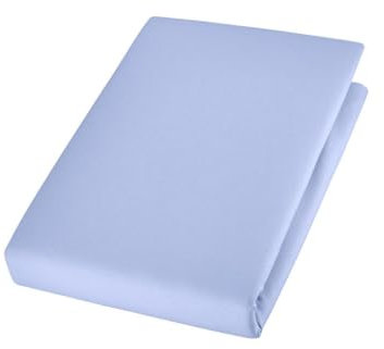 Cotonea Bio Spannbettlaken Edel-Linon Farbe Hellblau-I011 Größe 140x200 cm