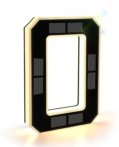 ISUNMEA 9 Inch Solar Lighted House Numbers for Outside, Light Up Waterproof LED Address Numbers Signs for Houses, Large Personalized Illuminated Exterior Modern House Numbers Light (0-Black, 9IN)