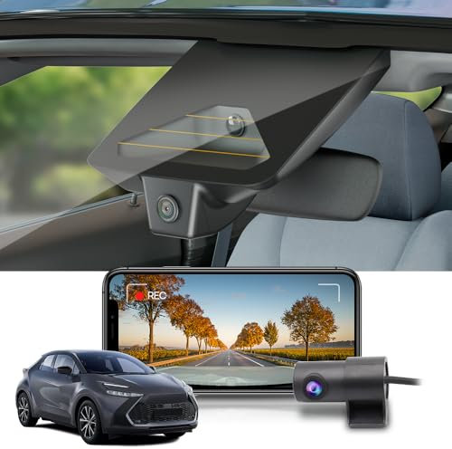 Fitcamx Dashcam Auto Vorne und Hinten 2160P+1080P Kompatibel mit Toyota C-HR 2024 2025, OEM Dashcam 4K UHD Video, WiFi & APP, G-Sensor, Loop-Aufnahm, Night Vision, WDR Dasch-cam Auto, mit 128GB Karte