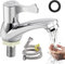 Mineup Kaltwasserhahn Gäste Wc, Klein Wasserhahn Kaltwasser, Einhebel Wasserhahn Bad, Kleine Armatur Gäste WC,Bad Waschtischarmatur,Edelstahl Kaltwasserhahn Mit 60cm Anschlussschlauch für Bad Gäste WC