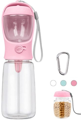 COTOP Bouteille d'eau pour Chien et Récipient Alimentaire,Portable 550ml Bouteille Chien avec 100ml Bouteille de Nourriture,Bouteille de Voyage Promener Le Chien Distributeur d'eau pour Chiots