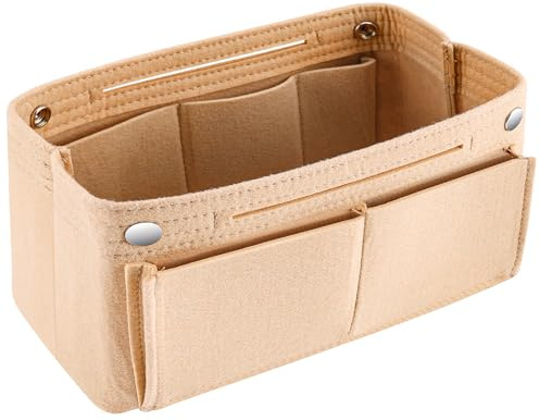 Zeawavsl Handtaschen Organizer, 24x15x8cm Beige Filz Tasche Organizer, Taschen Organisator für Frauen, Taschen Organizer mit Innentaschen für Handtaschen (24 * 15 * 8)