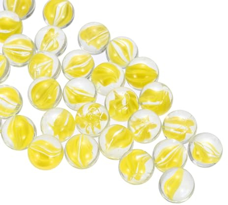 QUARKZMAN glaspärlor, 1 uppsättning runda glas ädelstenar gul 0,60 pund (0,63 tum) glas kulor småstenar för vasfyllmedel akvarium dekor gör-det-själv hantverk
