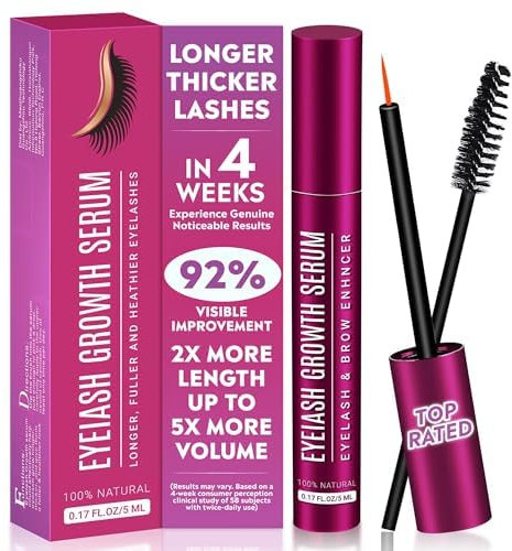 Wimpernserum Ohne Hormone, Lash Serum - Wimpernwachstumsserum, Natürliches Wimpernserum mit Augenbrauenbürste, für Pflege Gebrochene Wimpern, Schnelleres Wimpernwachstum (5 ml)