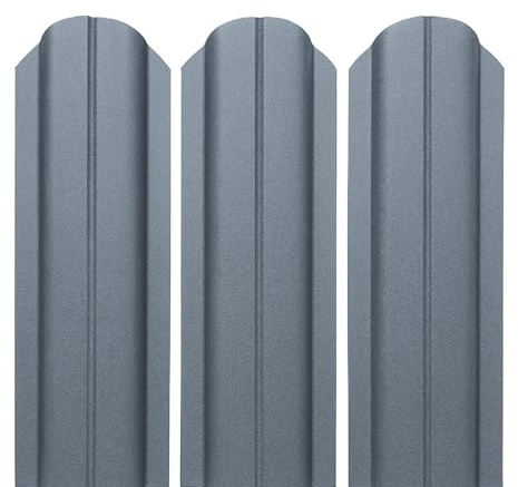 QLS Listello per recinzione in metallo, 120 x 10,5 cm, testa rotonda, zincato e verniciato su entrambi i lati, resistente alle intemperie e senza manutenzione (grafite opaca)